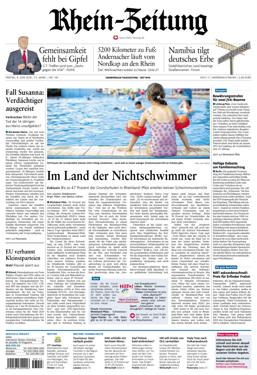 Rhein-Zeitung Andernach & Mayen vom Freitag, 08.06.2018