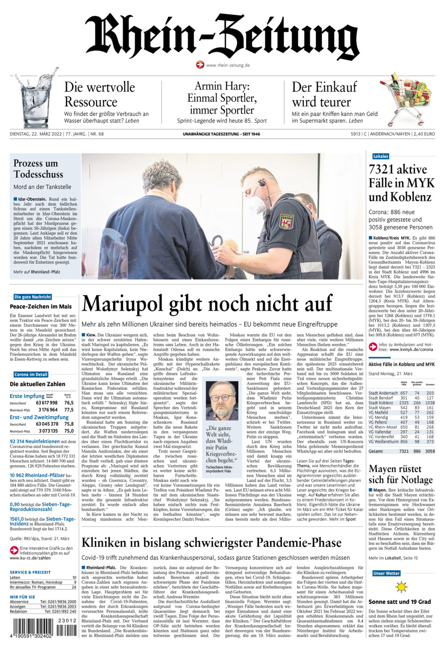 Rhein-Zeitung Andernach & Mayen vom Dienstag, 22.03.2022