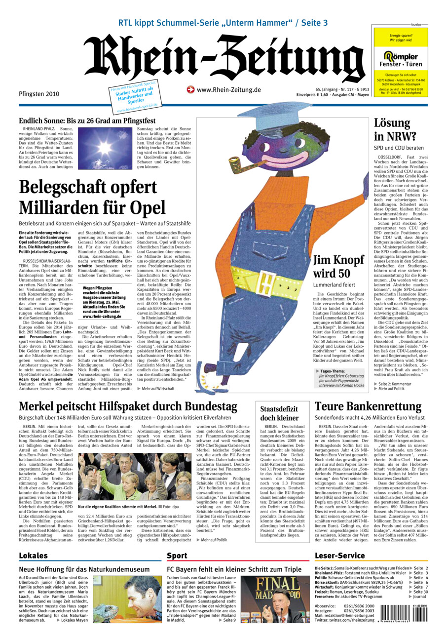 Rhein-Zeitung Andernach & Mayen vom Samstag, 22.05.2010