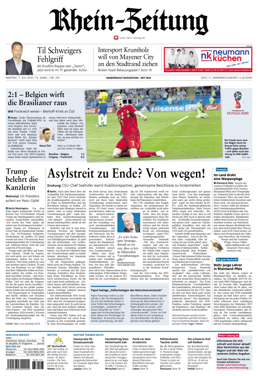 Rhein-Zeitung Andernach & Mayen vom Samstag, 07.07.2018