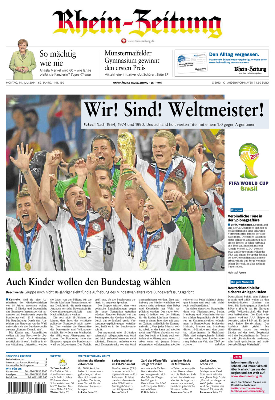 Rhein-Zeitung Andernach & Mayen vom Montag, 14.07.2014
