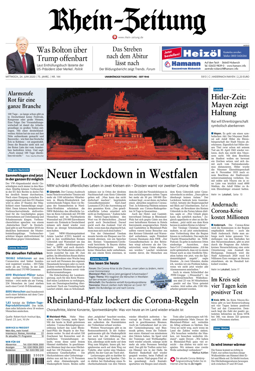 Rhein-Zeitung Andernach & Mayen vom Mittwoch, 24.06.2020