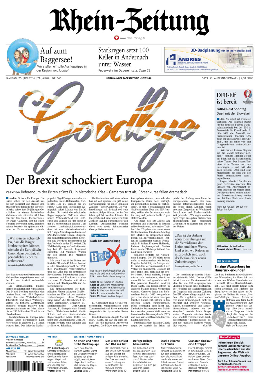 Rhein-Zeitung Andernach & Mayen vom Samstag, 25.06.2016