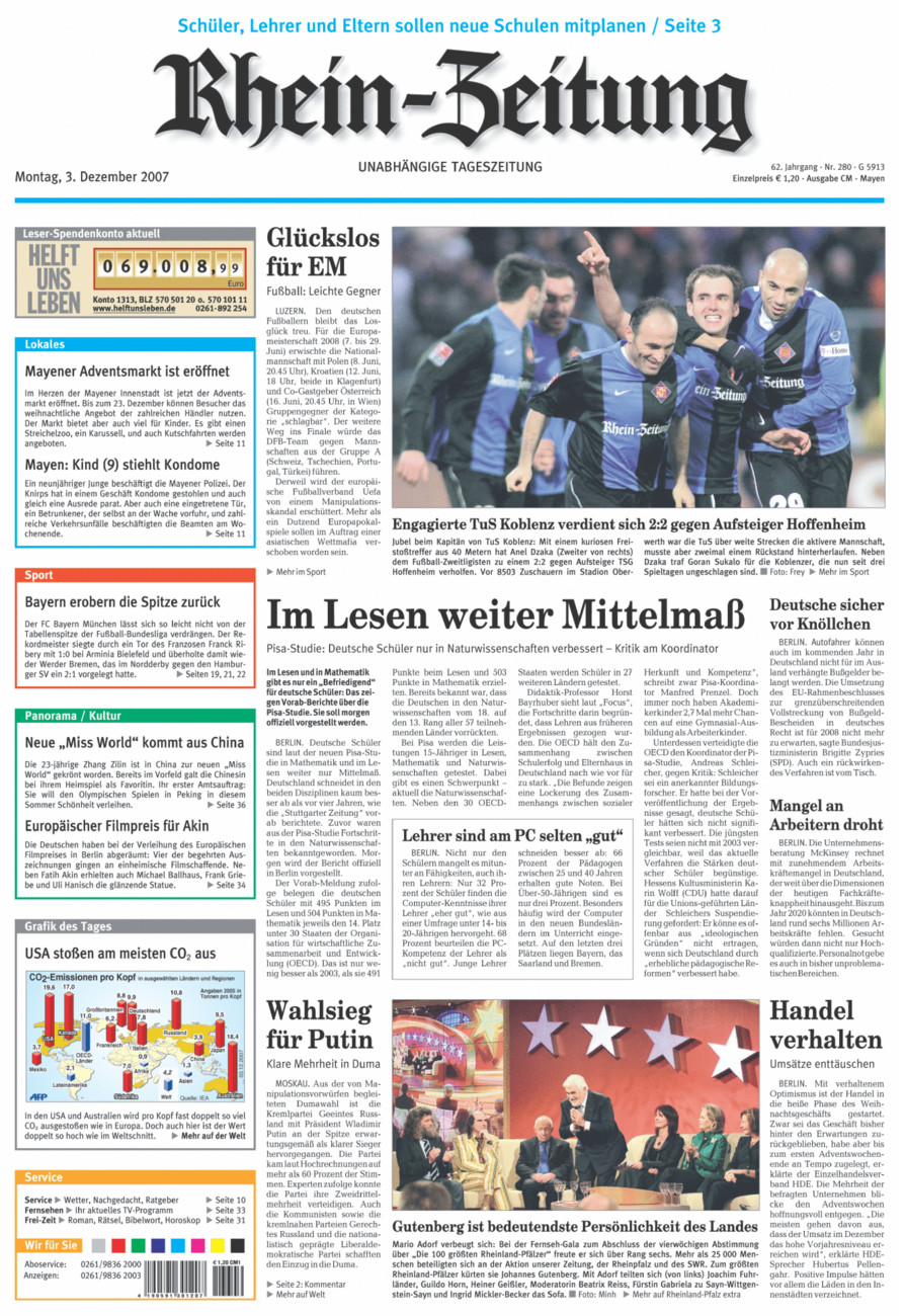 Rhein-Zeitung Andernach & Mayen vom Montag, 03.12.2007