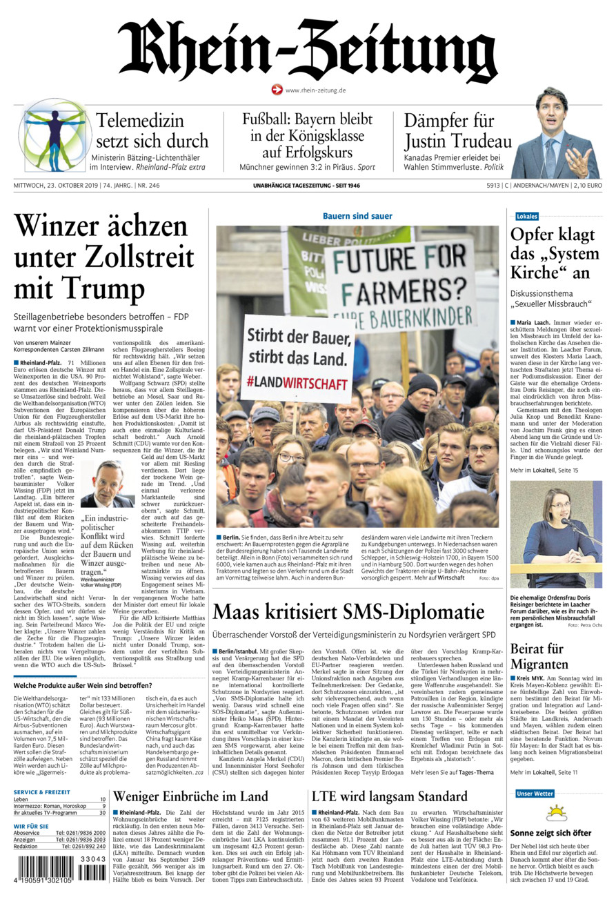 Rhein-Zeitung Andernach & Mayen vom Mittwoch, 23.10.2019