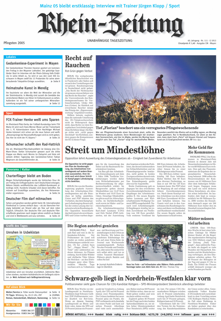 Rhein-Zeitung Andernach & Mayen vom Samstag, 14.05.2005