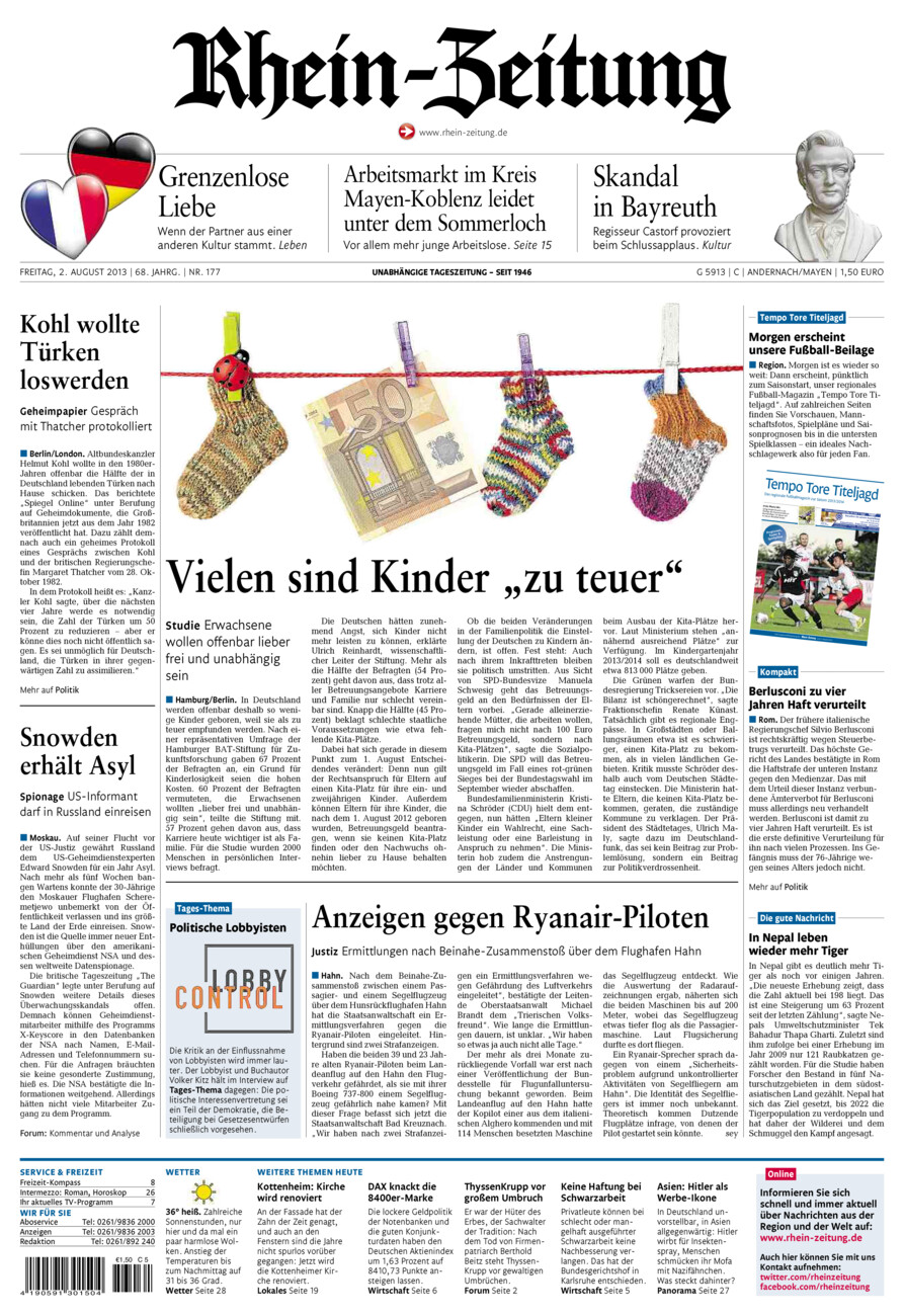 Rhein-Zeitung Andernach & Mayen vom Freitag, 02.08.2013