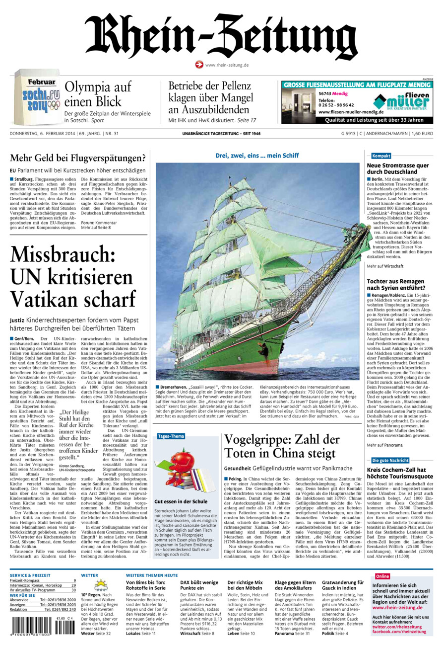 Rhein-Zeitung Andernach & Mayen vom Donnerstag, 06.02.2014