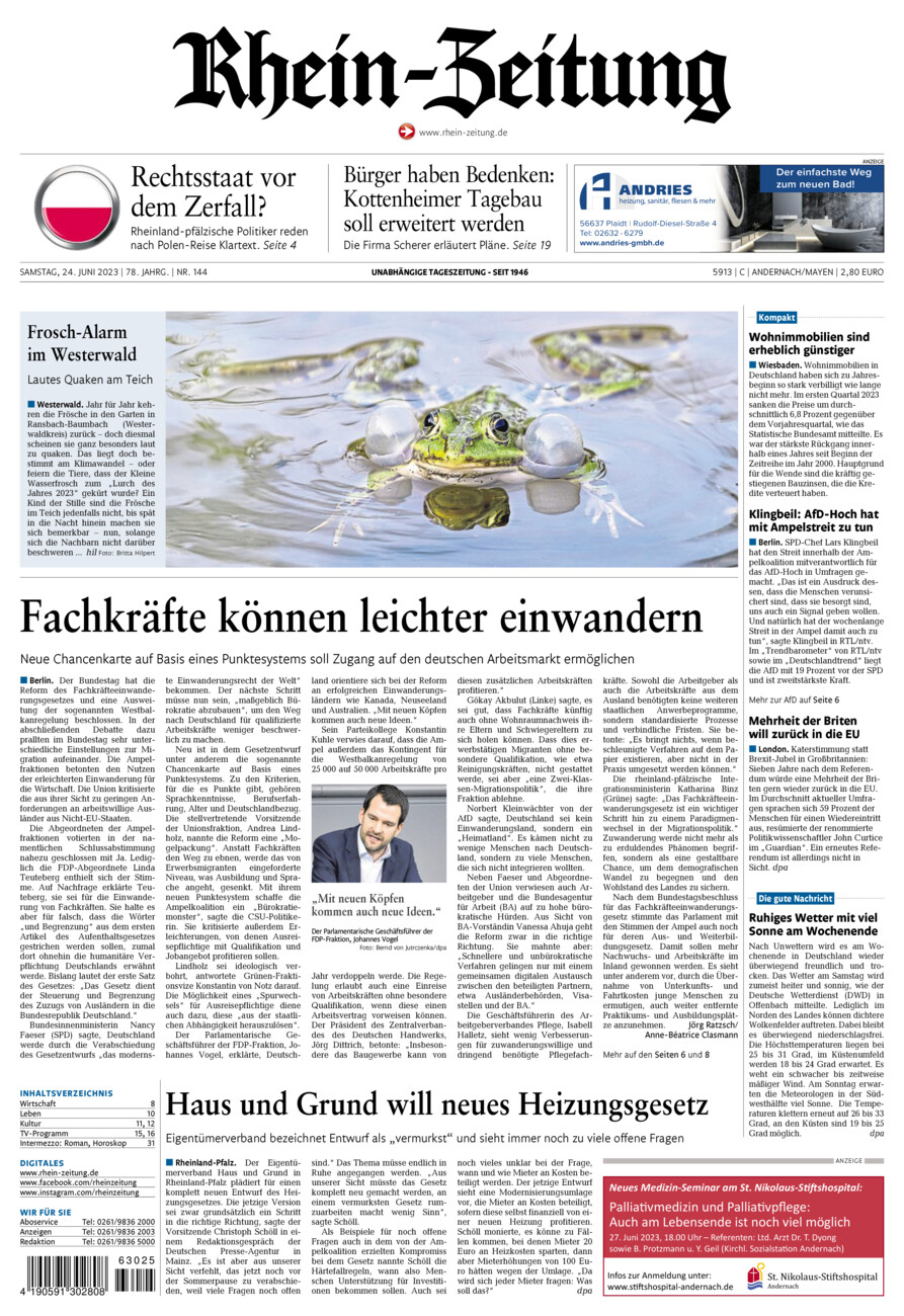 Rhein-Zeitung Andernach & Mayen vom Samstag, 24.06.2023