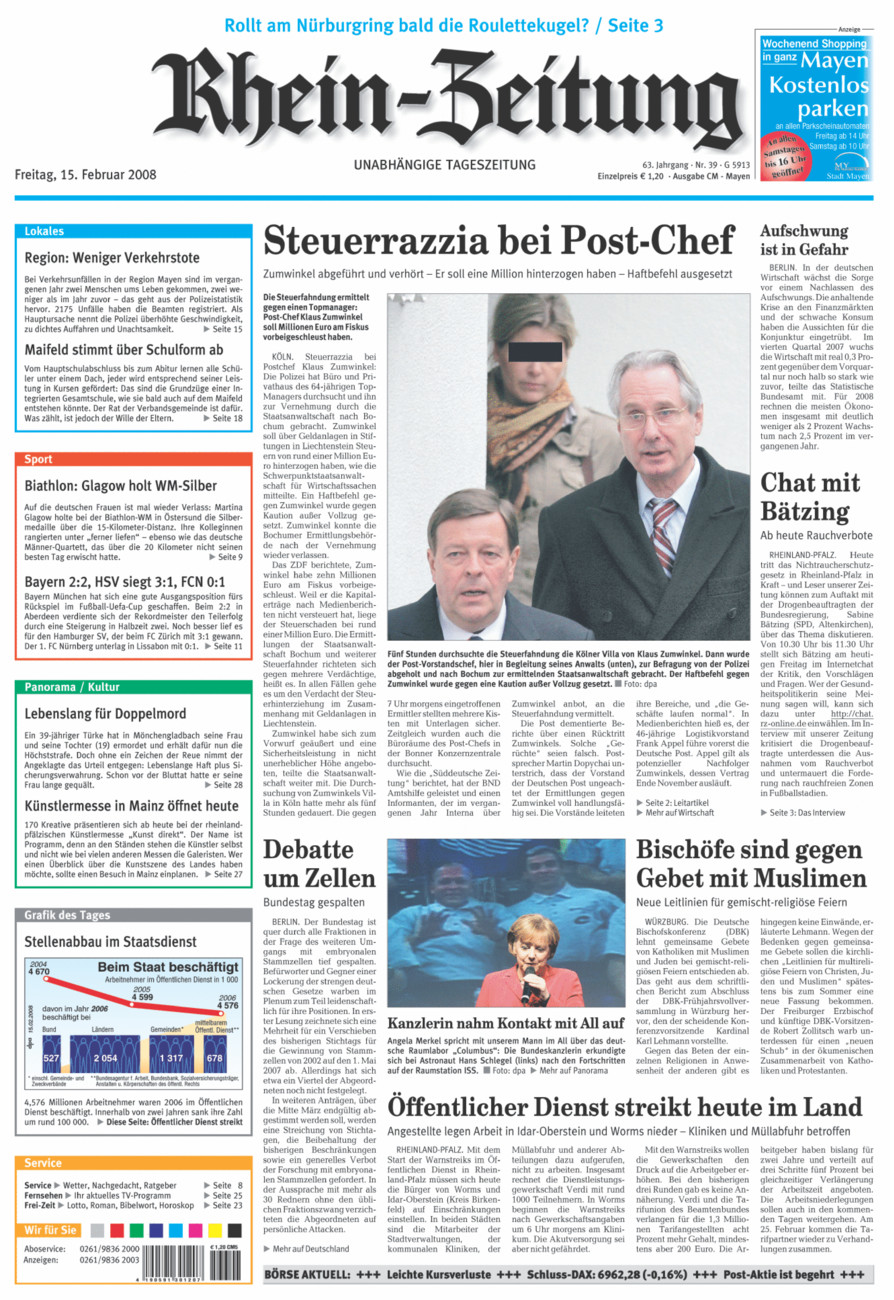 Rhein-Zeitung Andernach & Mayen vom Freitag, 15.02.2008