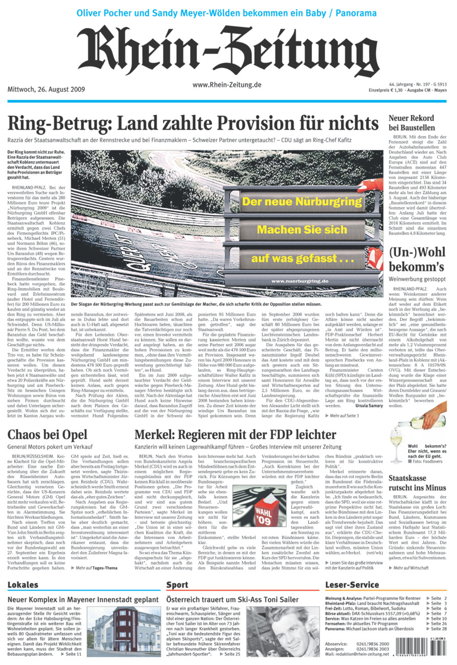 Rhein-Zeitung Andernach & Mayen vom Mittwoch, 26.08.2009