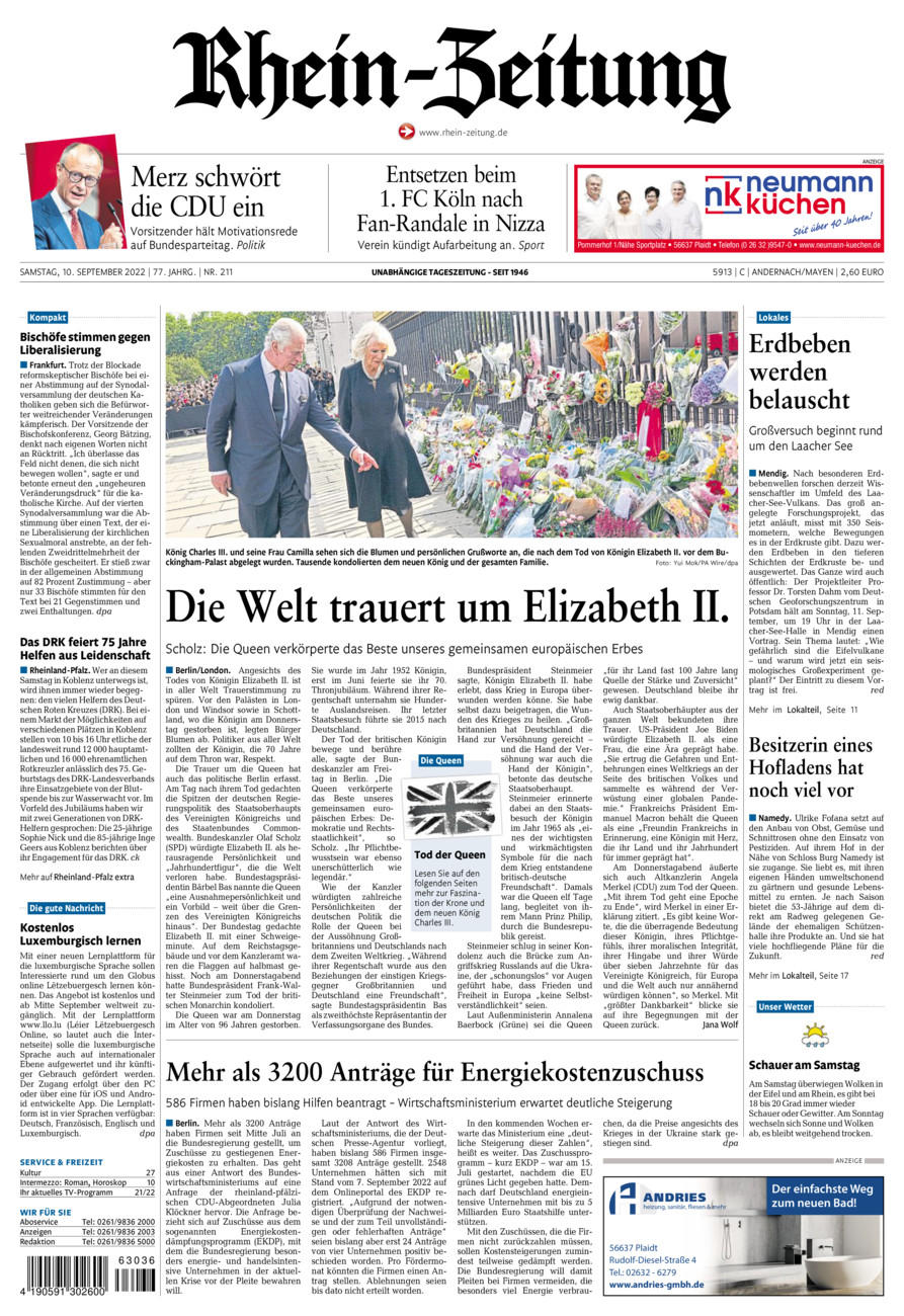 Rhein-Zeitung Andernach & Mayen vom Samstag, 10.09.2022