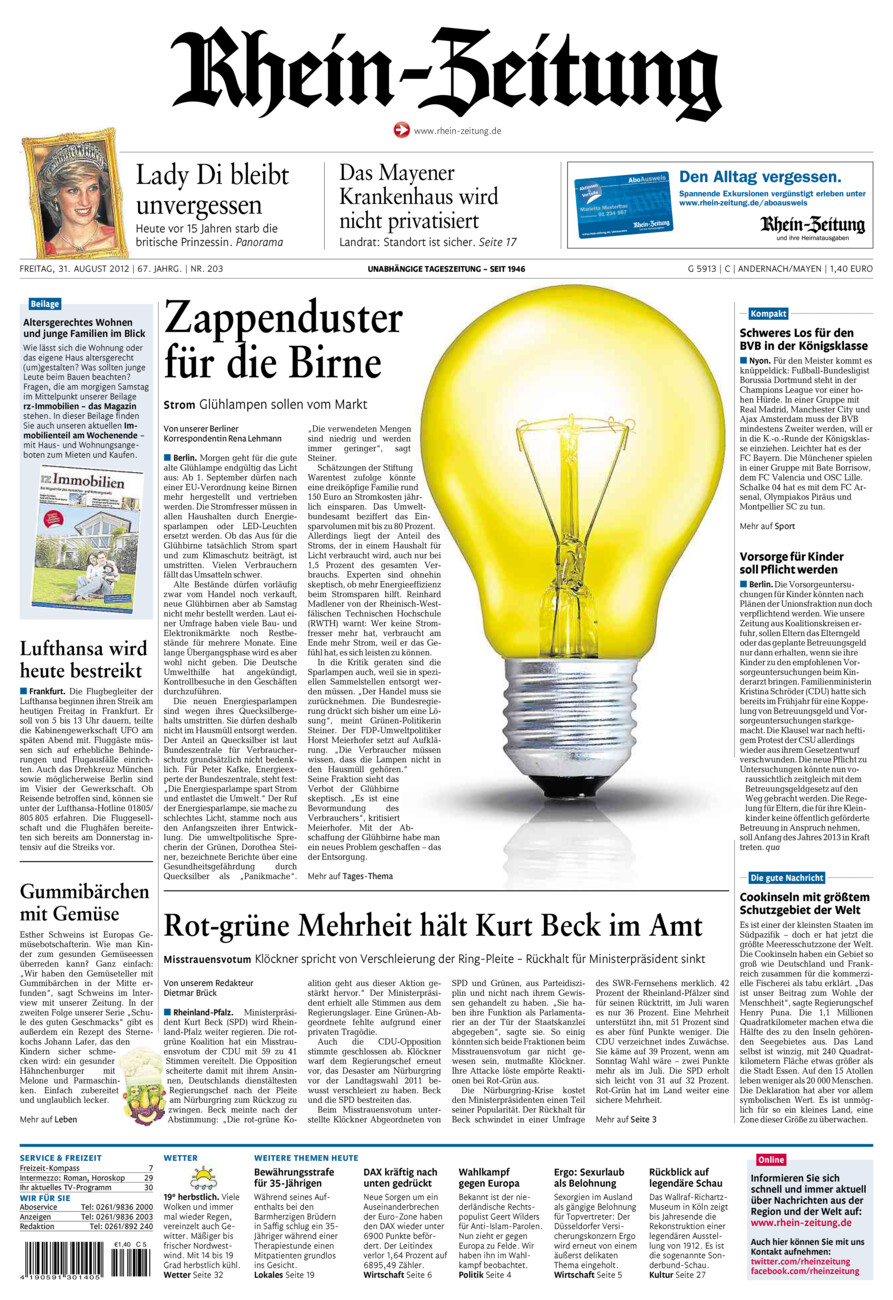 Rhein-Zeitung Andernach & Mayen vom Freitag, 31.08.2012