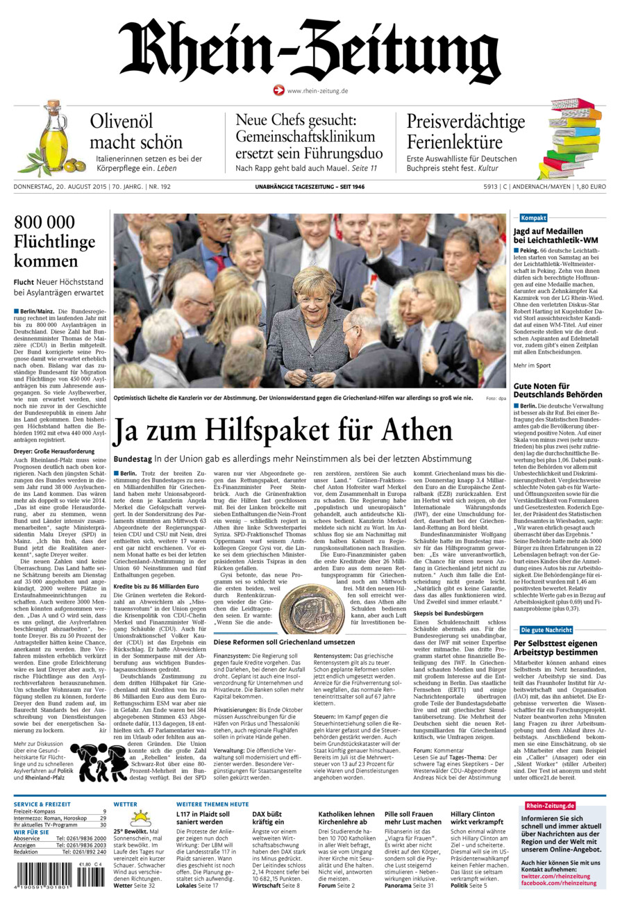 Rhein-Zeitung Andernach & Mayen vom Donnerstag, 20.08.2015