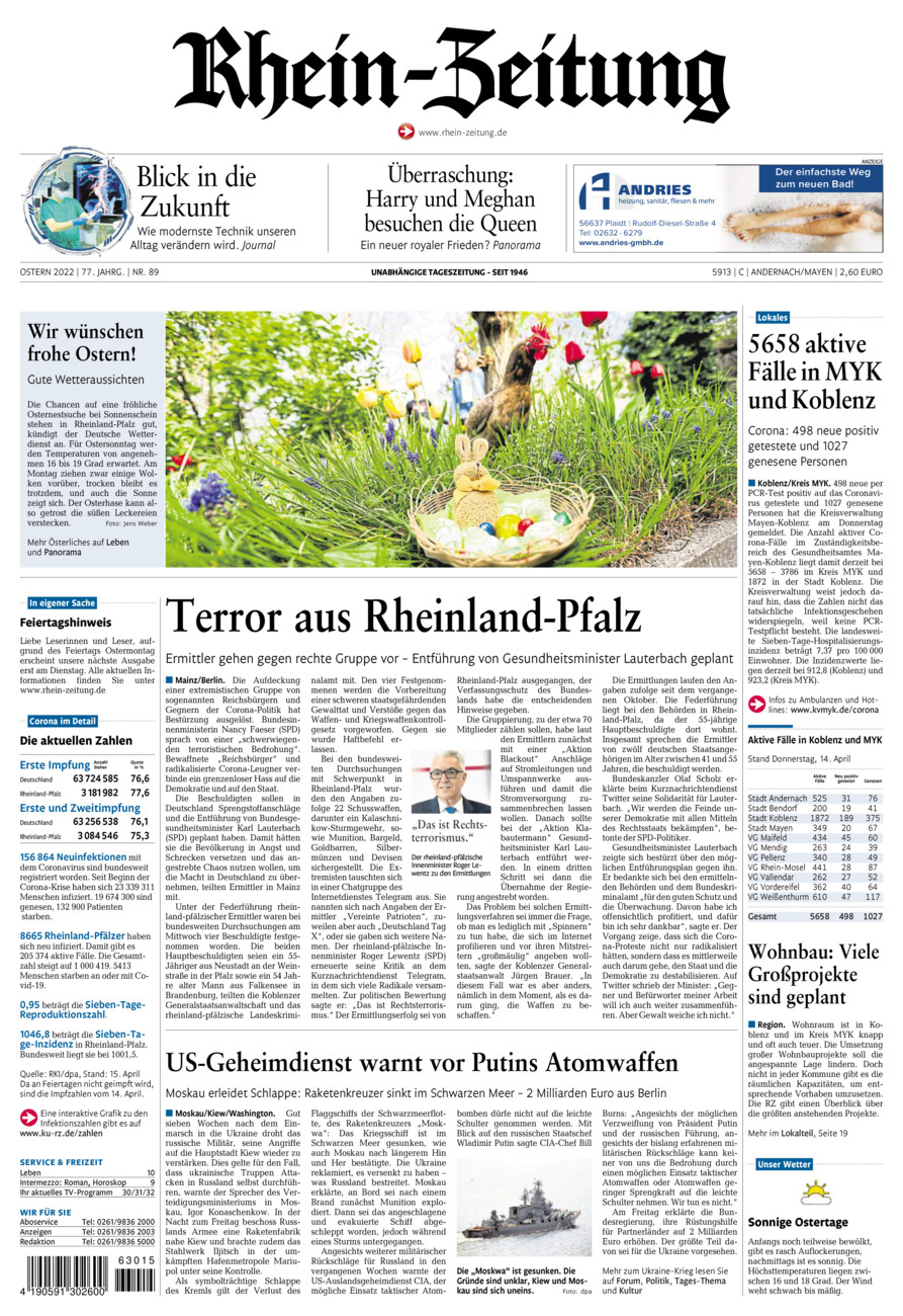 Rhein-Zeitung Andernach & Mayen vom Samstag, 16.04.2022