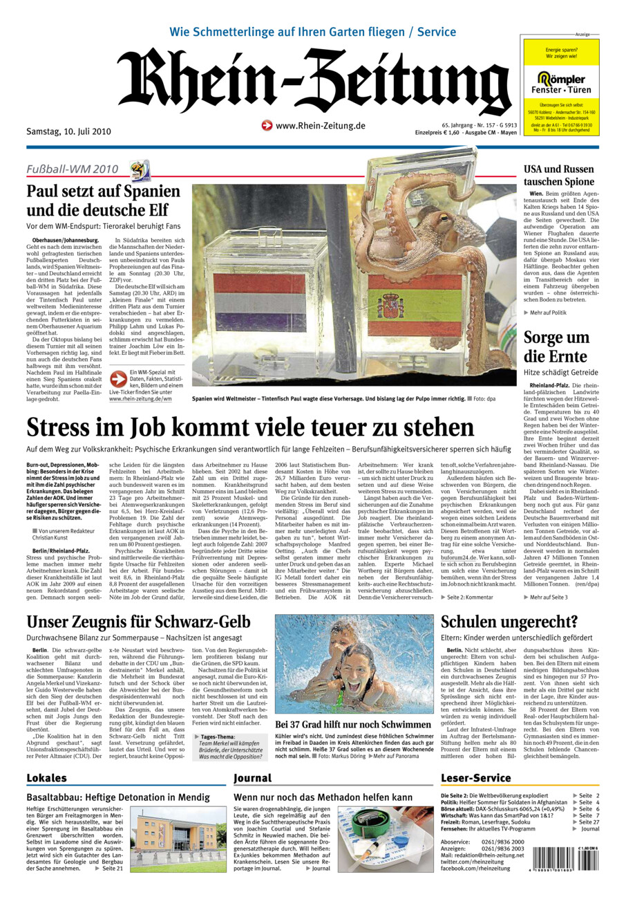 Rhein-Zeitung Andernach & Mayen vom Samstag, 10.07.2010