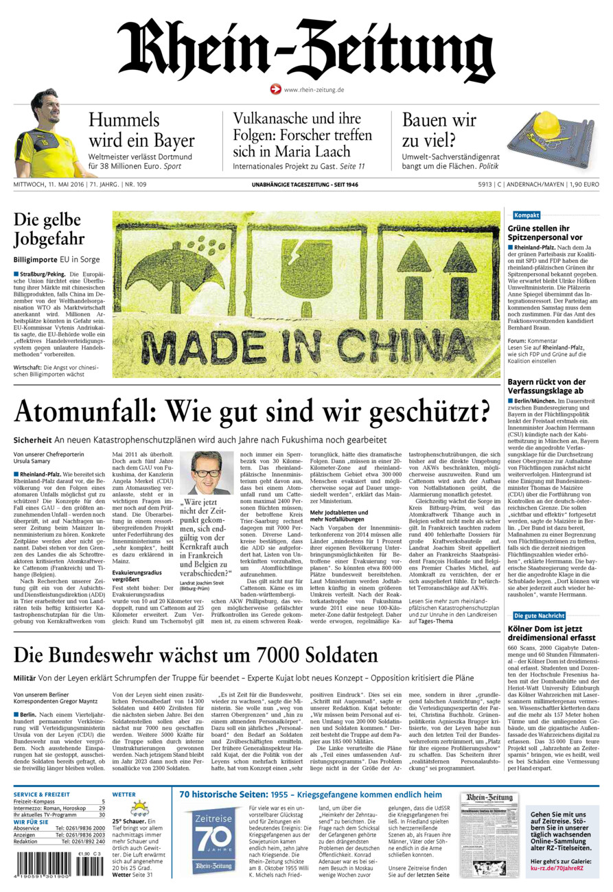 Rhein-Zeitung Andernach & Mayen vom Mittwoch, 11.05.2016