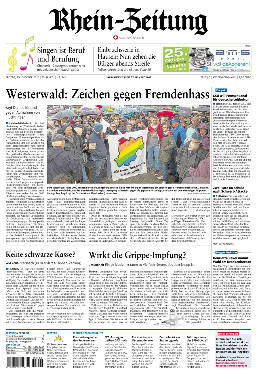 Rhein-Zeitung Andernach & Mayen vom Freitag, 23.10.2015