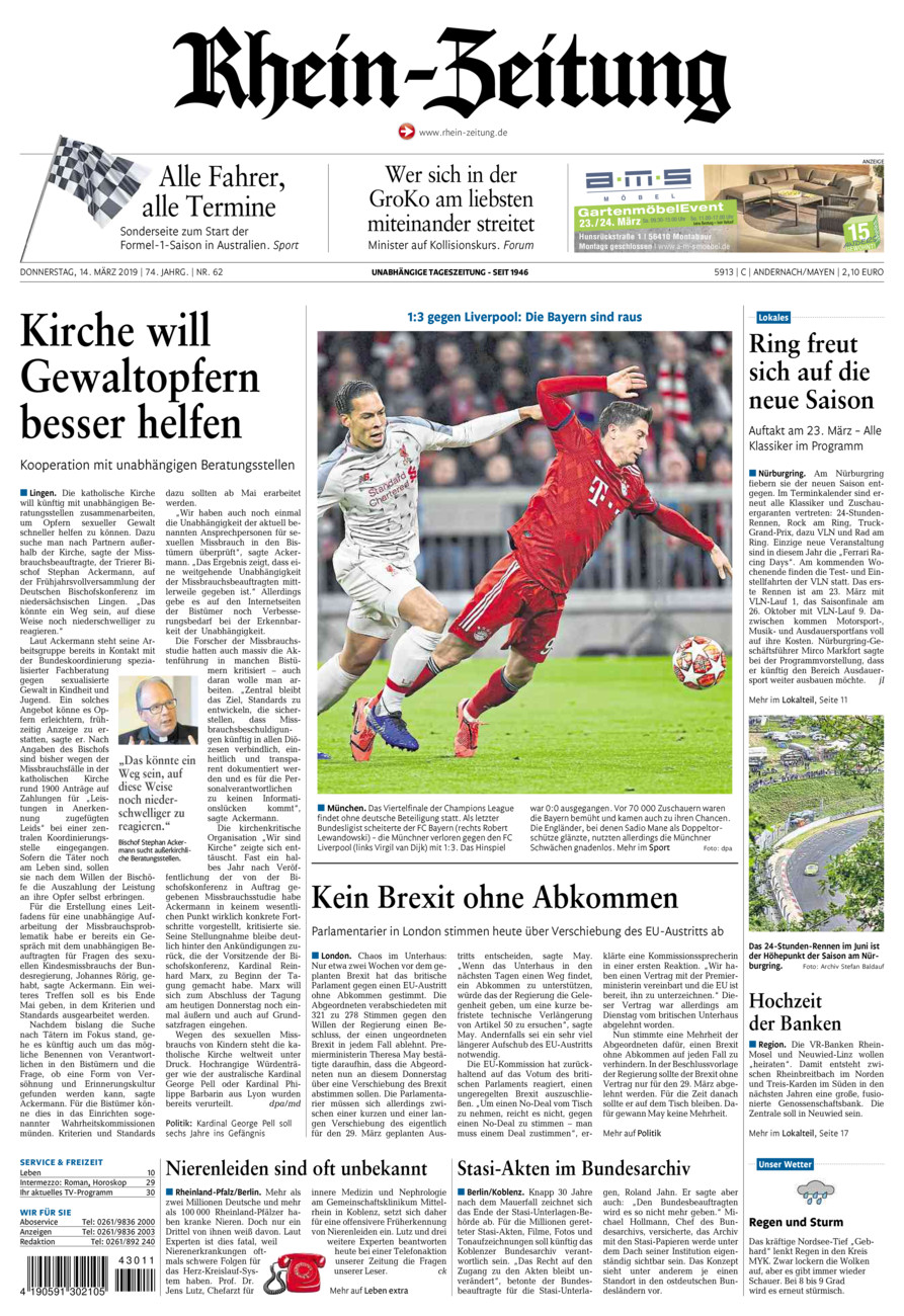 Rhein-Zeitung Andernach & Mayen vom Donnerstag, 14.03.2019