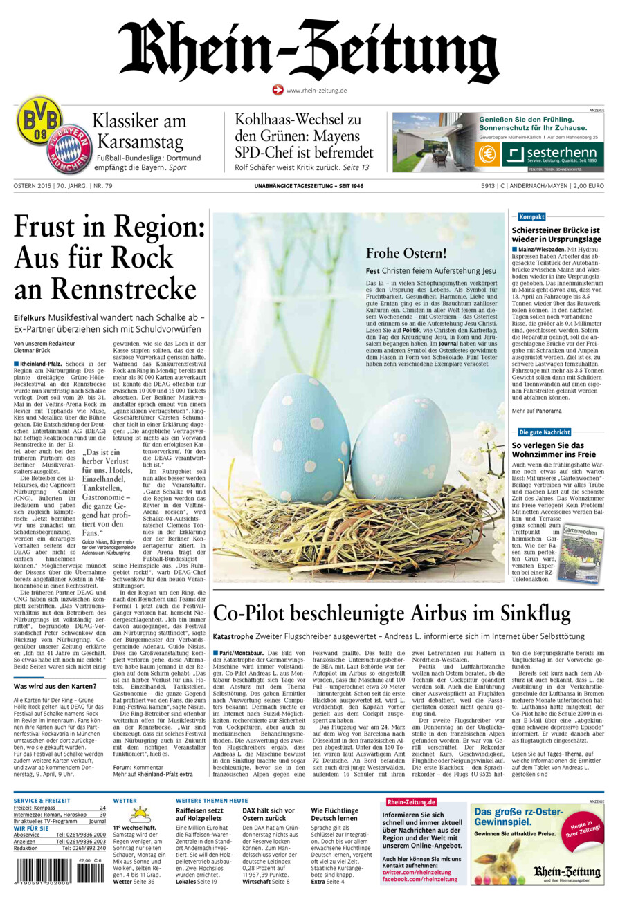 Rhein-Zeitung Andernach & Mayen vom Samstag, 04.04.2015