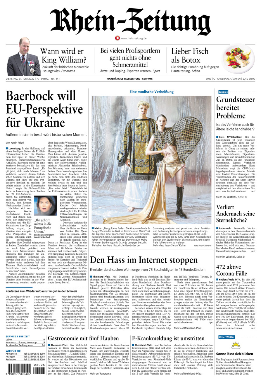 Rhein-Zeitung Andernach & Mayen vom Dienstag, 21.06.2022