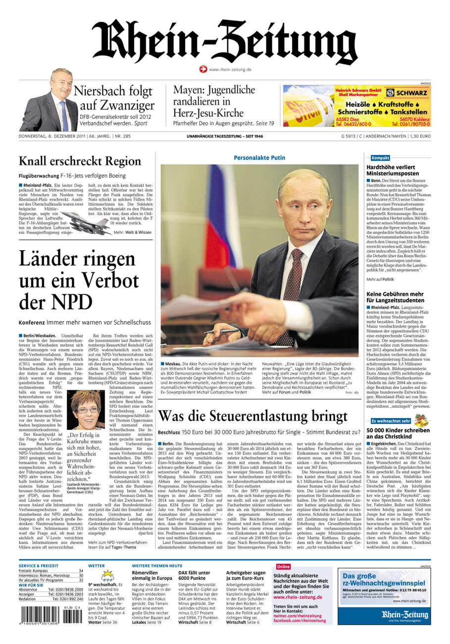 Rhein-Zeitung Andernach & Mayen vom Donnerstag, 08.12.2011
