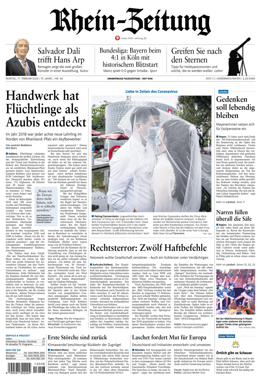 Rhein-Zeitung Andernach & Mayen vom Montag, 17.02.2020