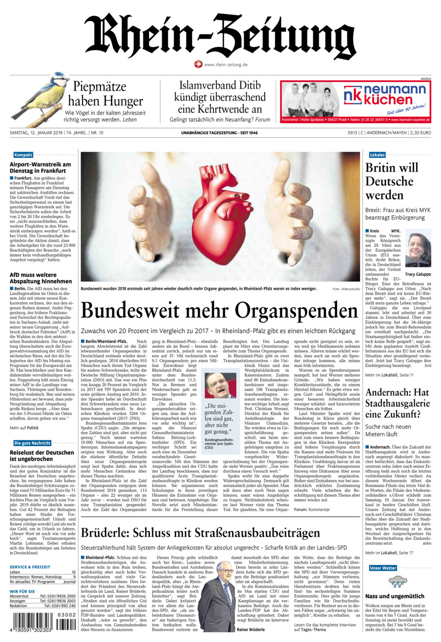 Rhein-Zeitung Andernach & Mayen vom Samstag, 12.01.2019