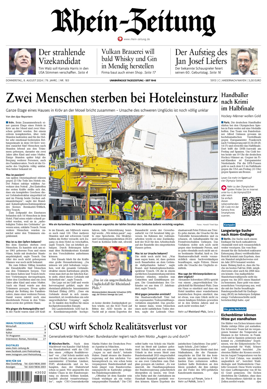 Rhein-Zeitung Andernach & Mayen vom Donnerstag, 08.08.2024