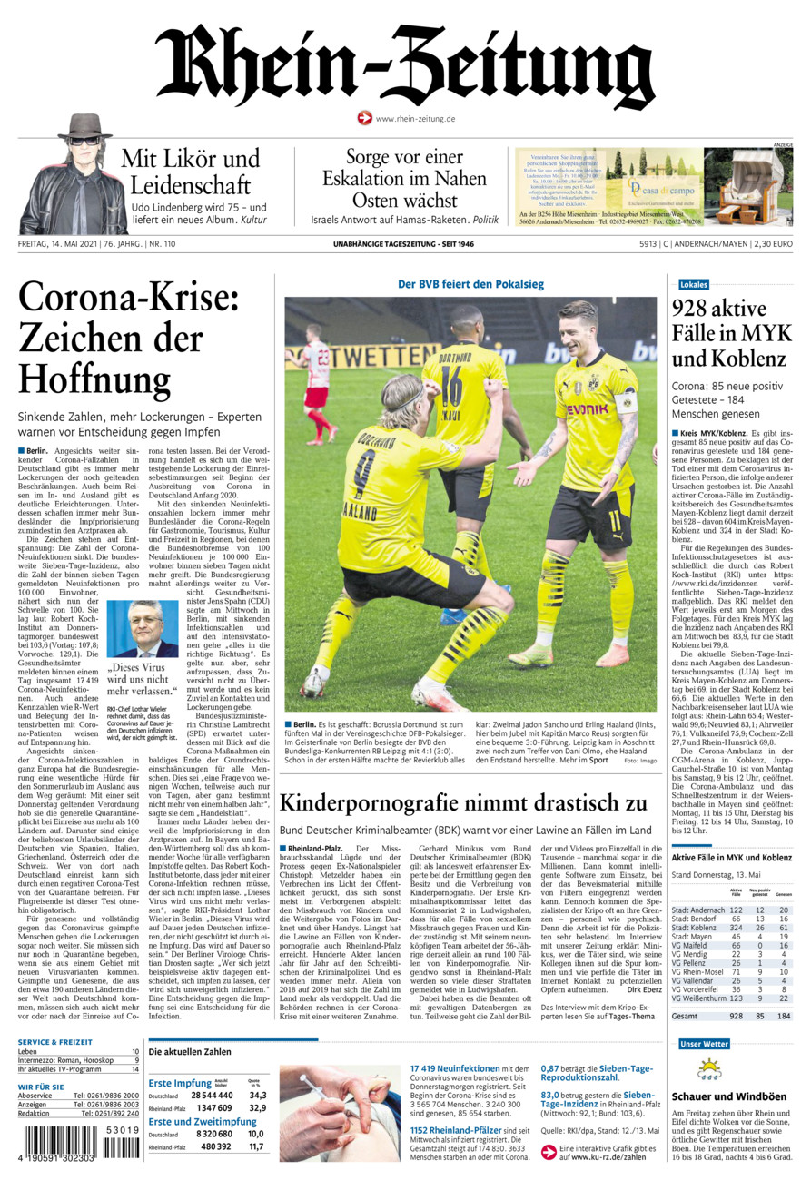 Rhein-Zeitung Andernach & Mayen vom Freitag, 14.05.2021