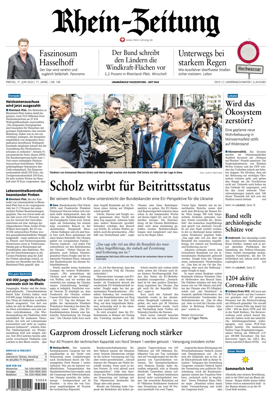 Rhein-Zeitung Andernach & Mayen vom Freitag, 17.06.2022