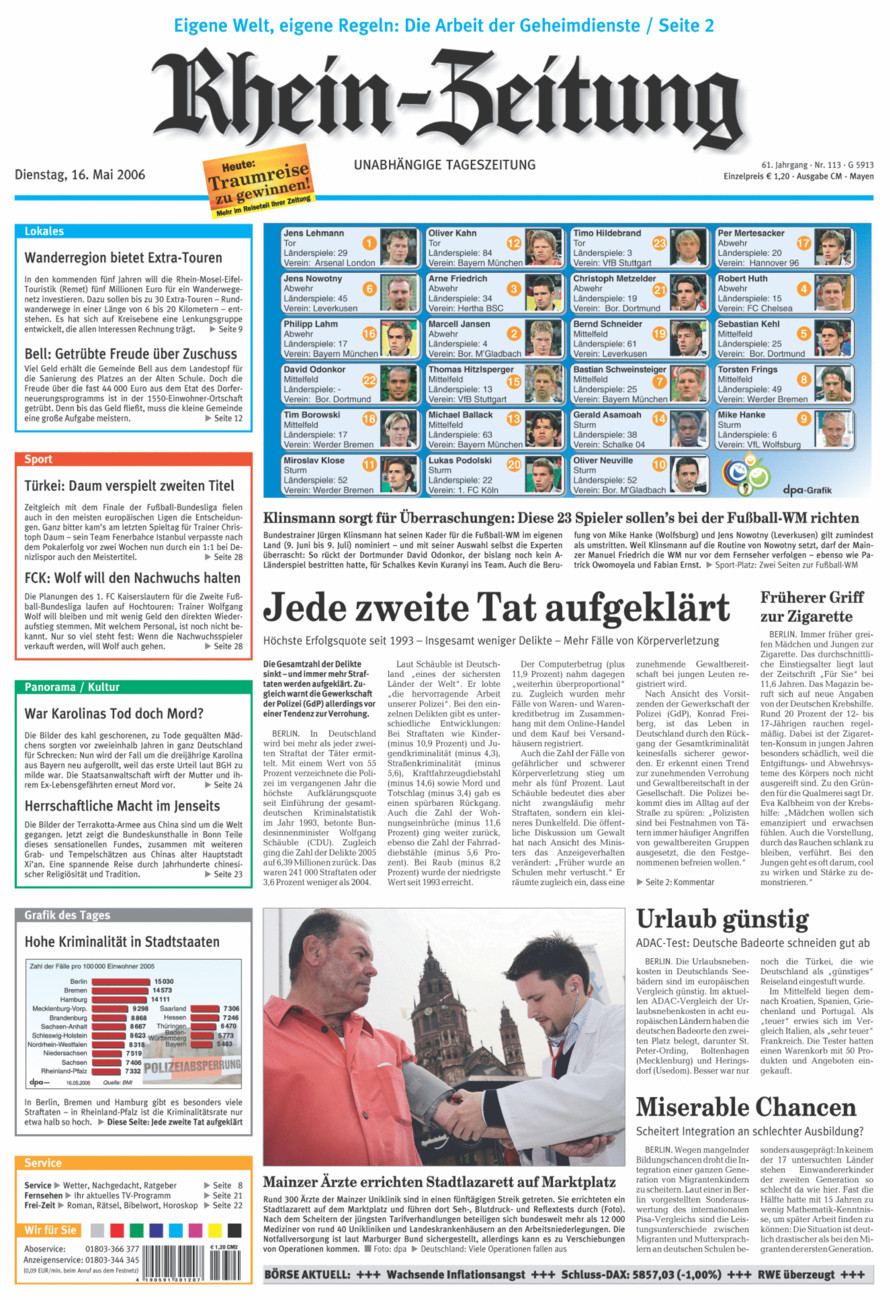 Rhein-Zeitung Andernach & Mayen vom Dienstag, 16.05.2006
