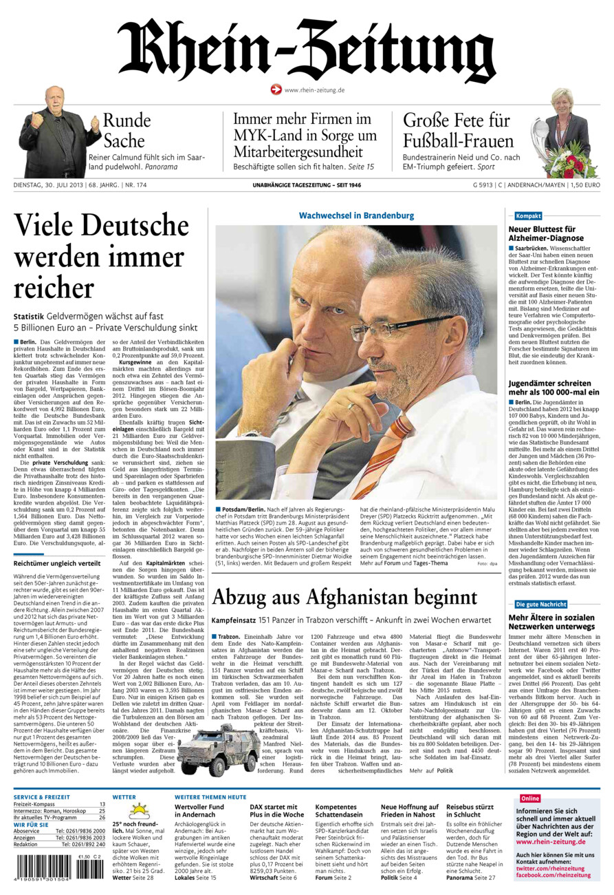 Rhein-Zeitung Andernach & Mayen vom Dienstag, 30.07.2013