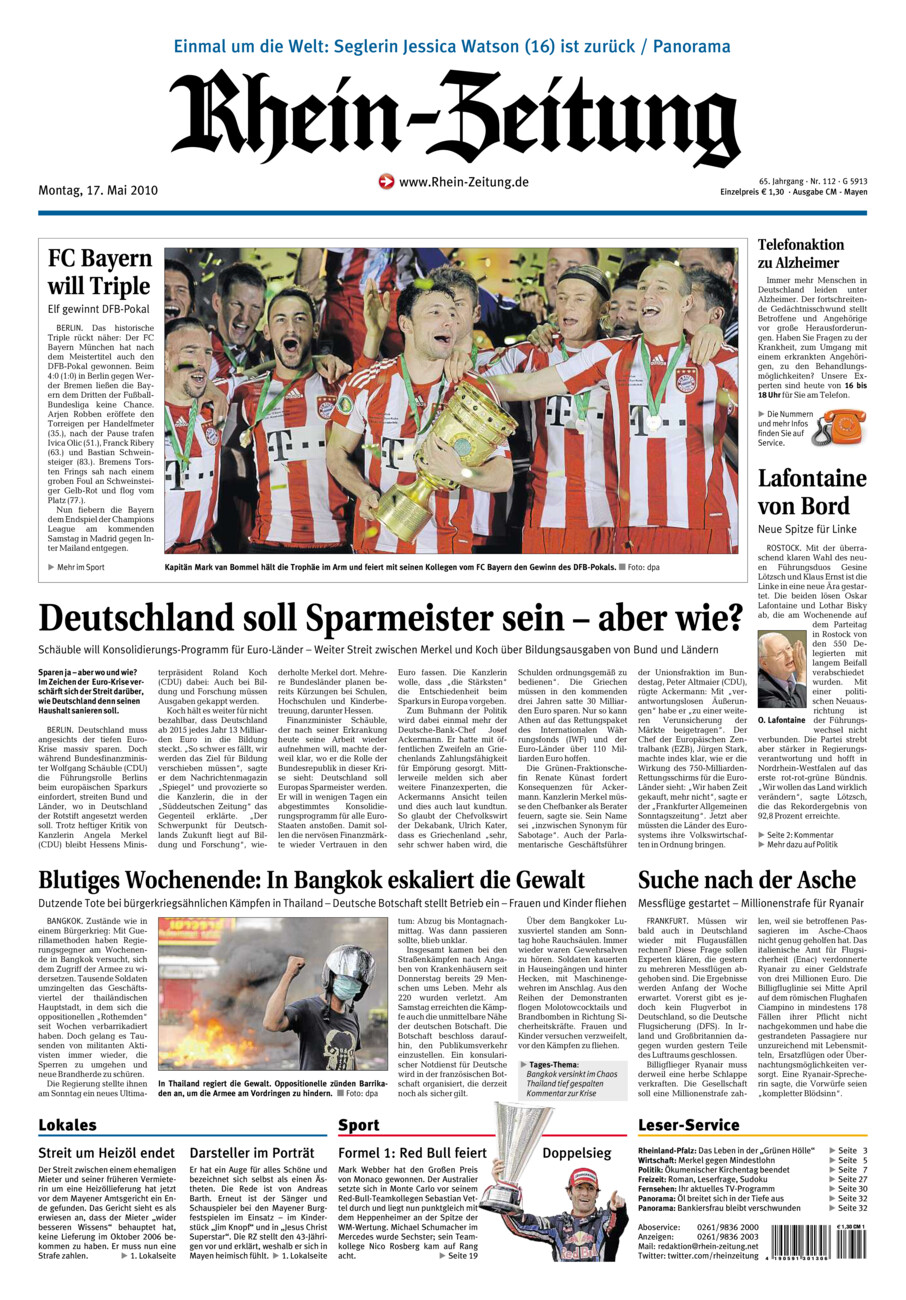 Rhein-Zeitung Andernach & Mayen vom Montag, 17.05.2010