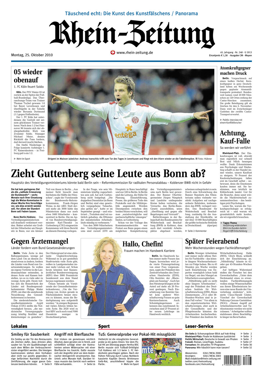 Rhein-Zeitung Andernach & Mayen vom Montag, 25.10.2010