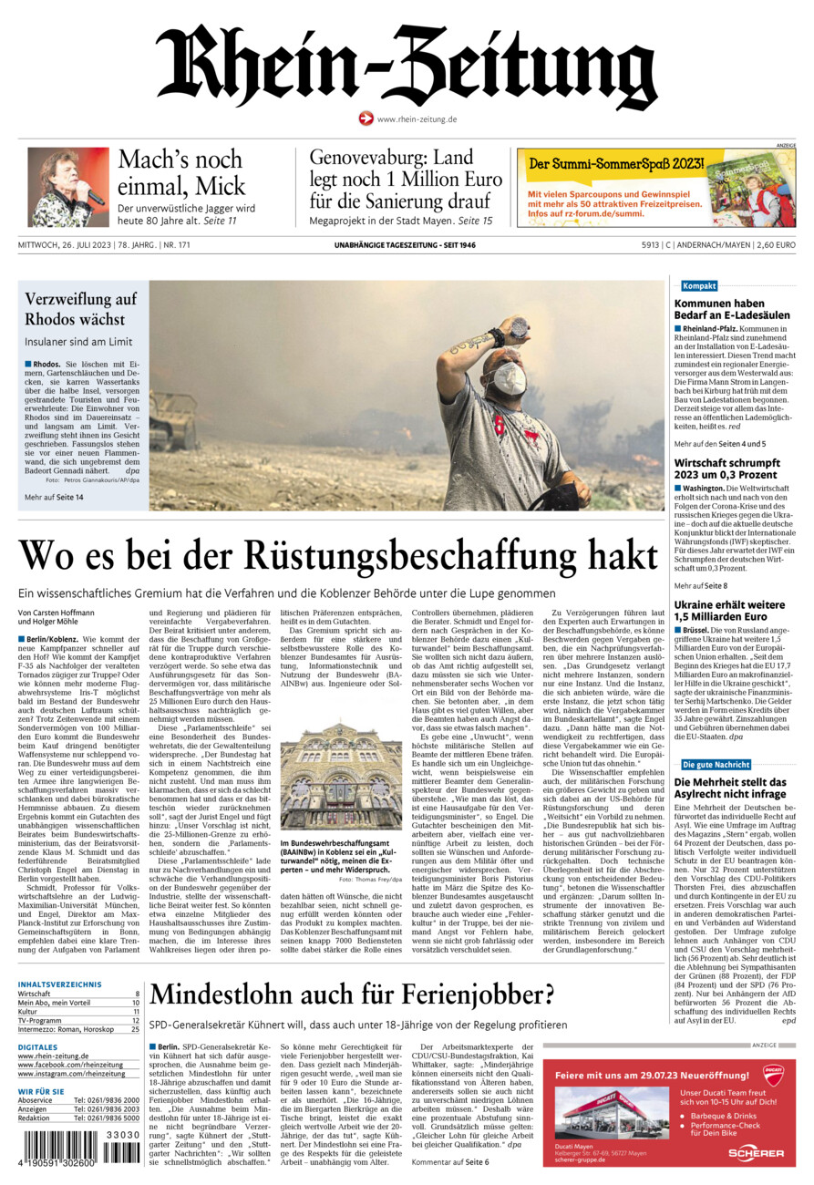 Rhein-Zeitung Andernach & Mayen vom Mittwoch, 26.07.2023