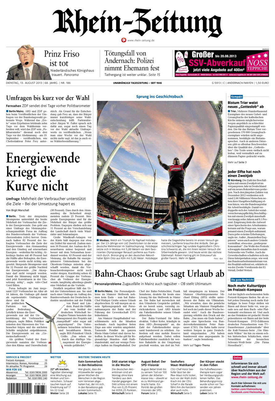 Rhein-Zeitung Andernach & Mayen vom Dienstag, 13.08.2013