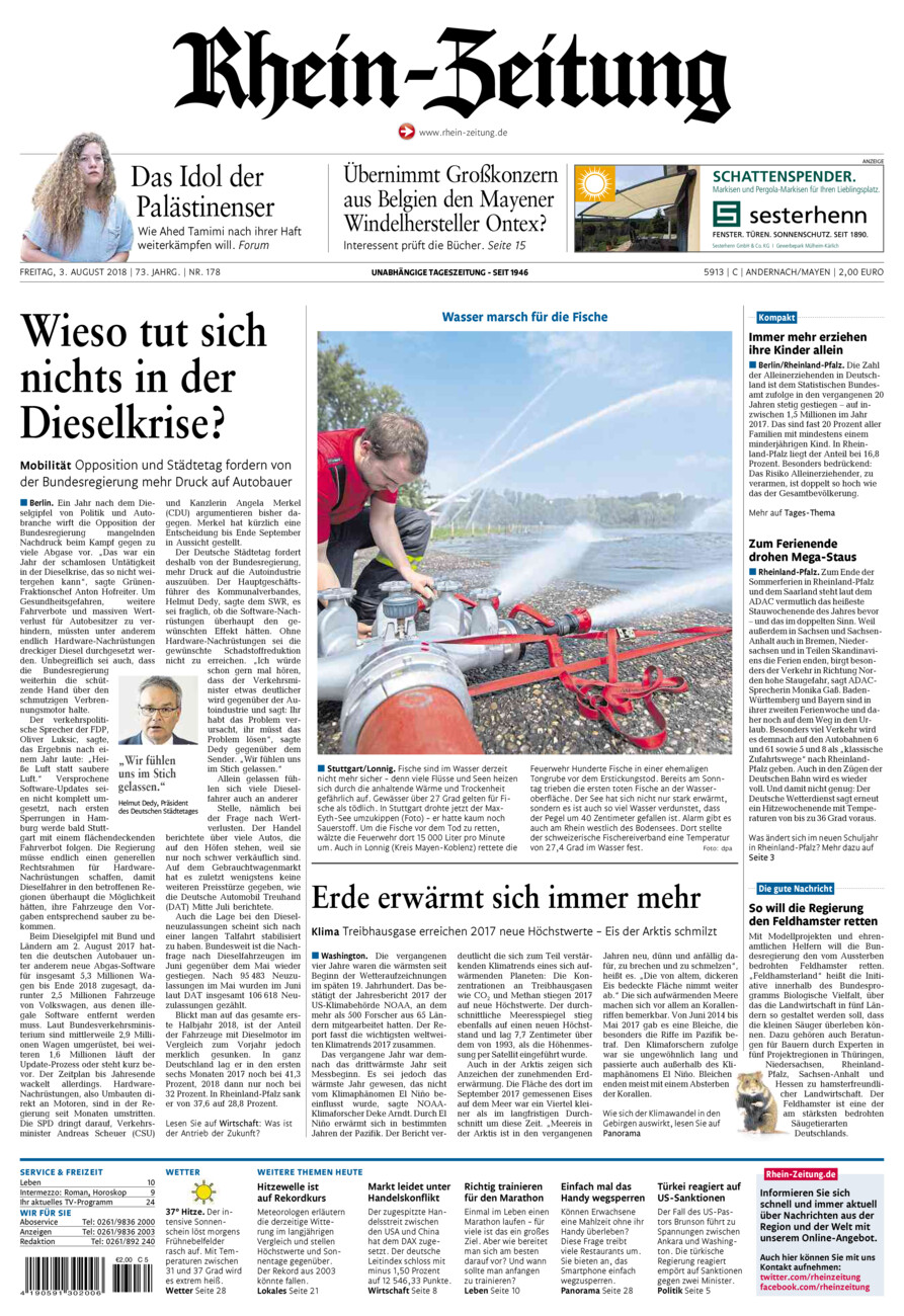 Rhein-Zeitung Andernach & Mayen vom Freitag, 03.08.2018