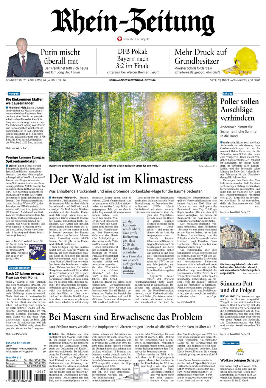Rhein-Zeitung Andernach & Mayen vom Donnerstag, 25.04.2019