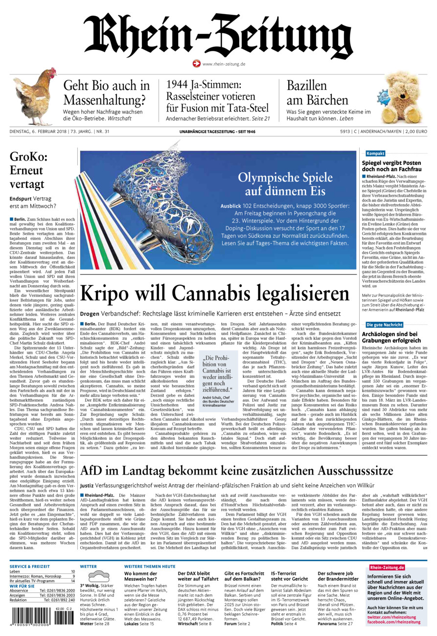 Rhein-Zeitung Andernach & Mayen vom Dienstag, 06.02.2018