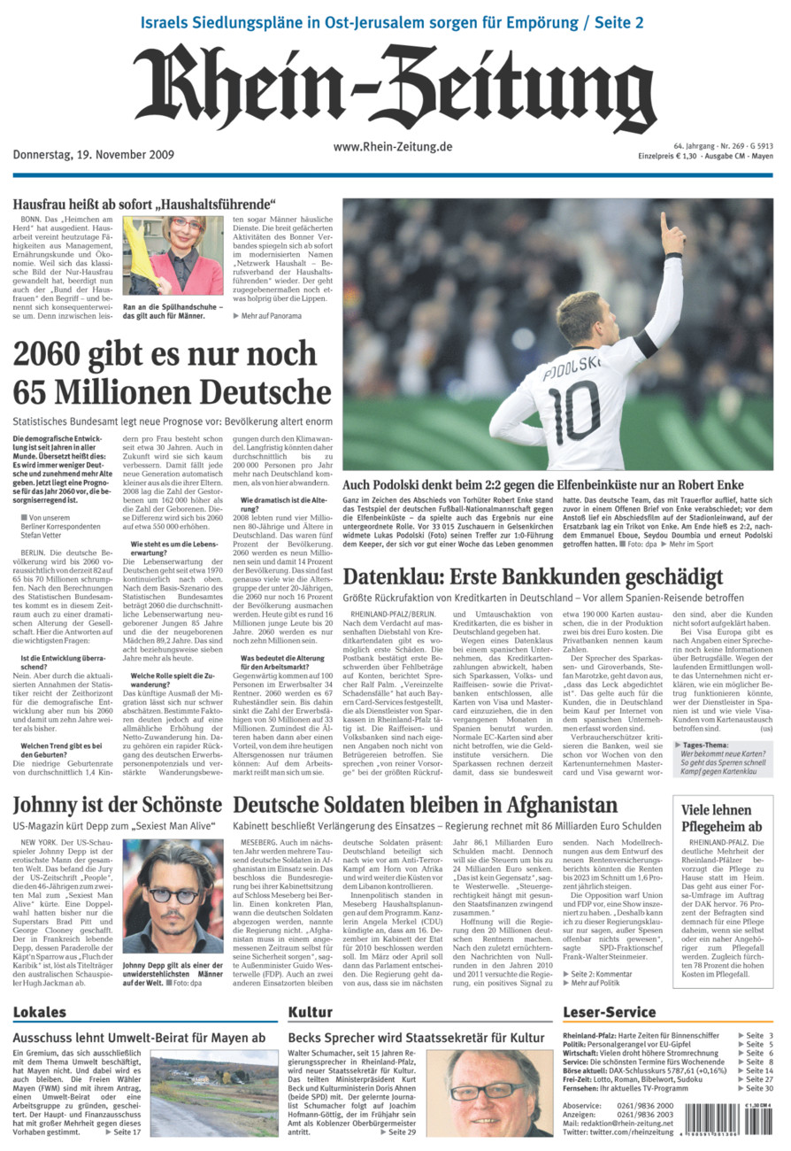 Rhein-Zeitung Andernach & Mayen vom Donnerstag, 19.11.2009
