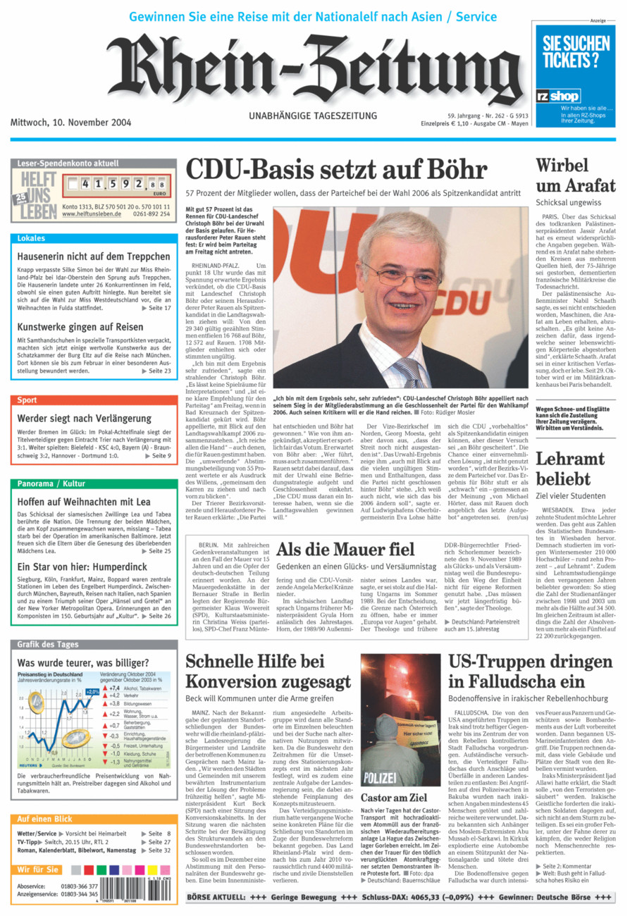 Rhein-Zeitung Andernach & Mayen vom Mittwoch, 10.11.2004