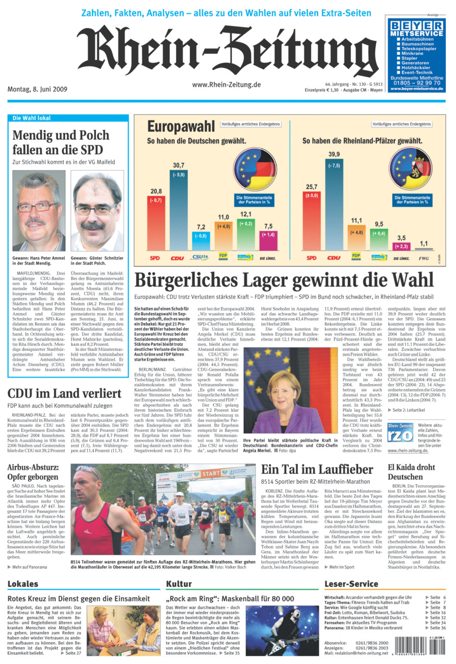 Rhein-Zeitung Andernach & Mayen vom Montag, 08.06.2009
