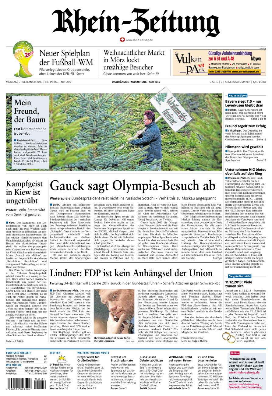 Rhein-Zeitung Andernach & Mayen vom Montag, 09.12.2013