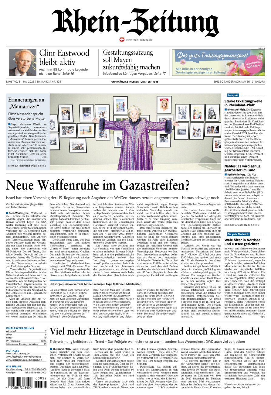 Rhein-Zeitung Andernach & Mayen vom Samstag, 31.05.2025