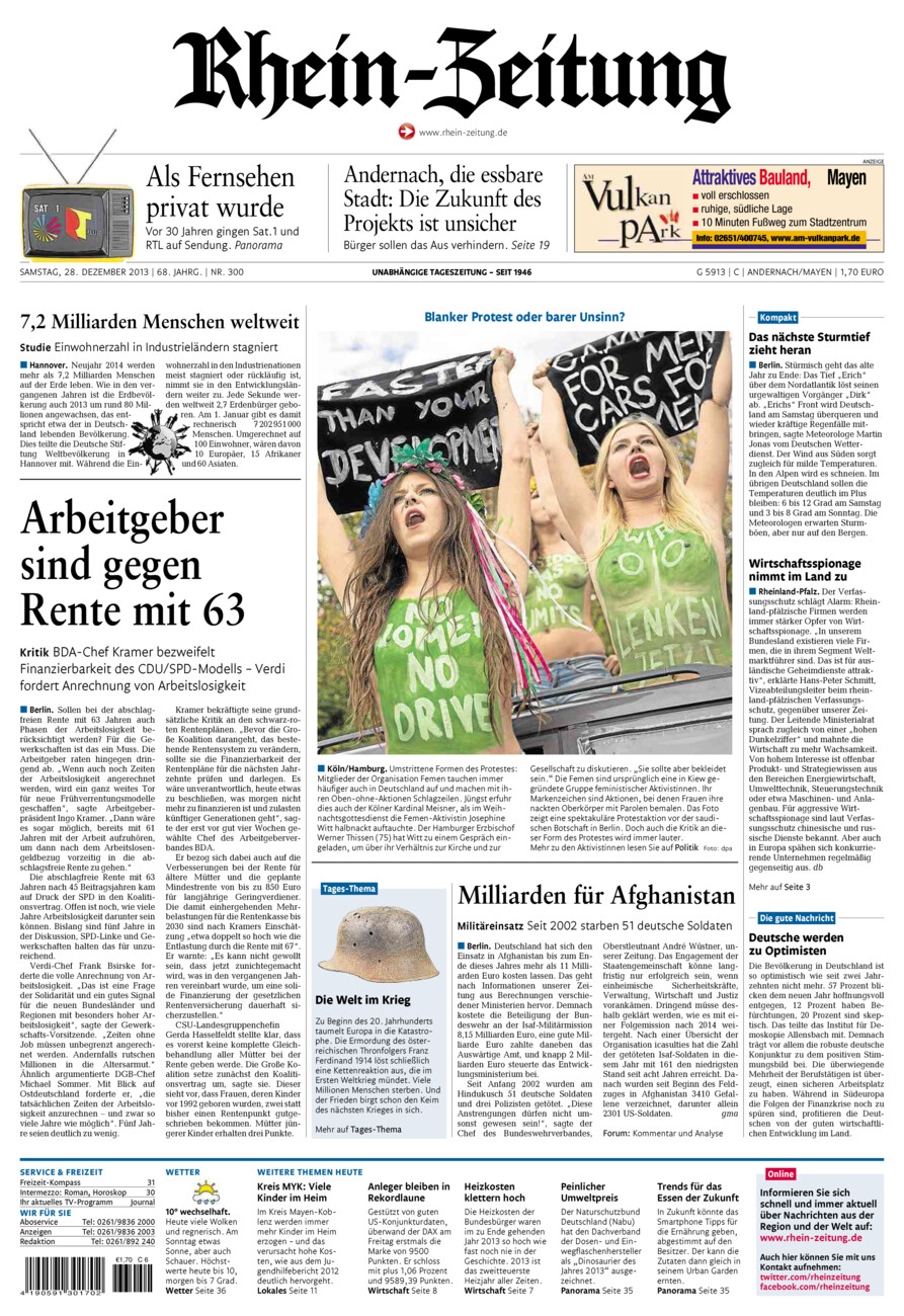 Rhein-Zeitung Andernach & Mayen vom Samstag, 28.12.2013