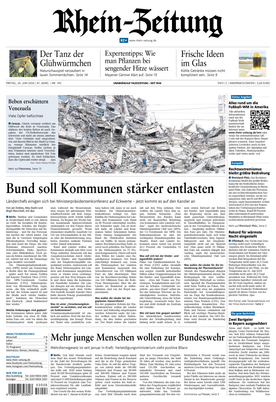 Rhein-Zeitung Andernach & Mayen vom Freitag, 26.06.2026