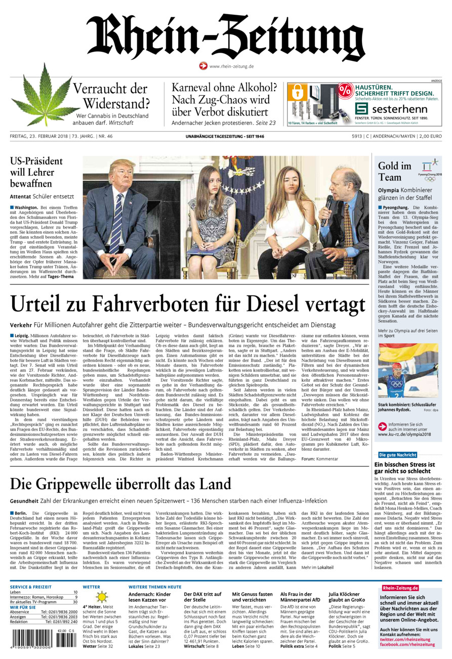 Rhein-Zeitung Andernach & Mayen vom Freitag, 23.02.2018