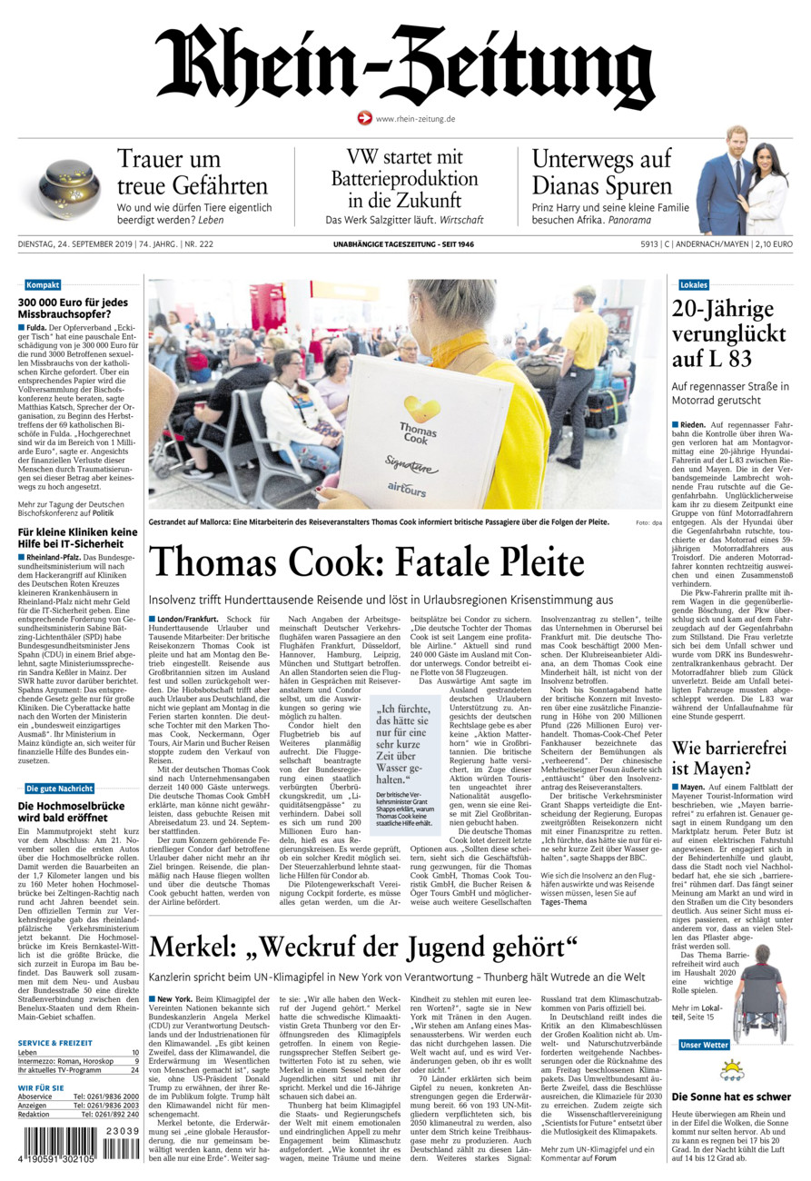 Rhein-Zeitung Andernach & Mayen vom Dienstag, 24.09.2019