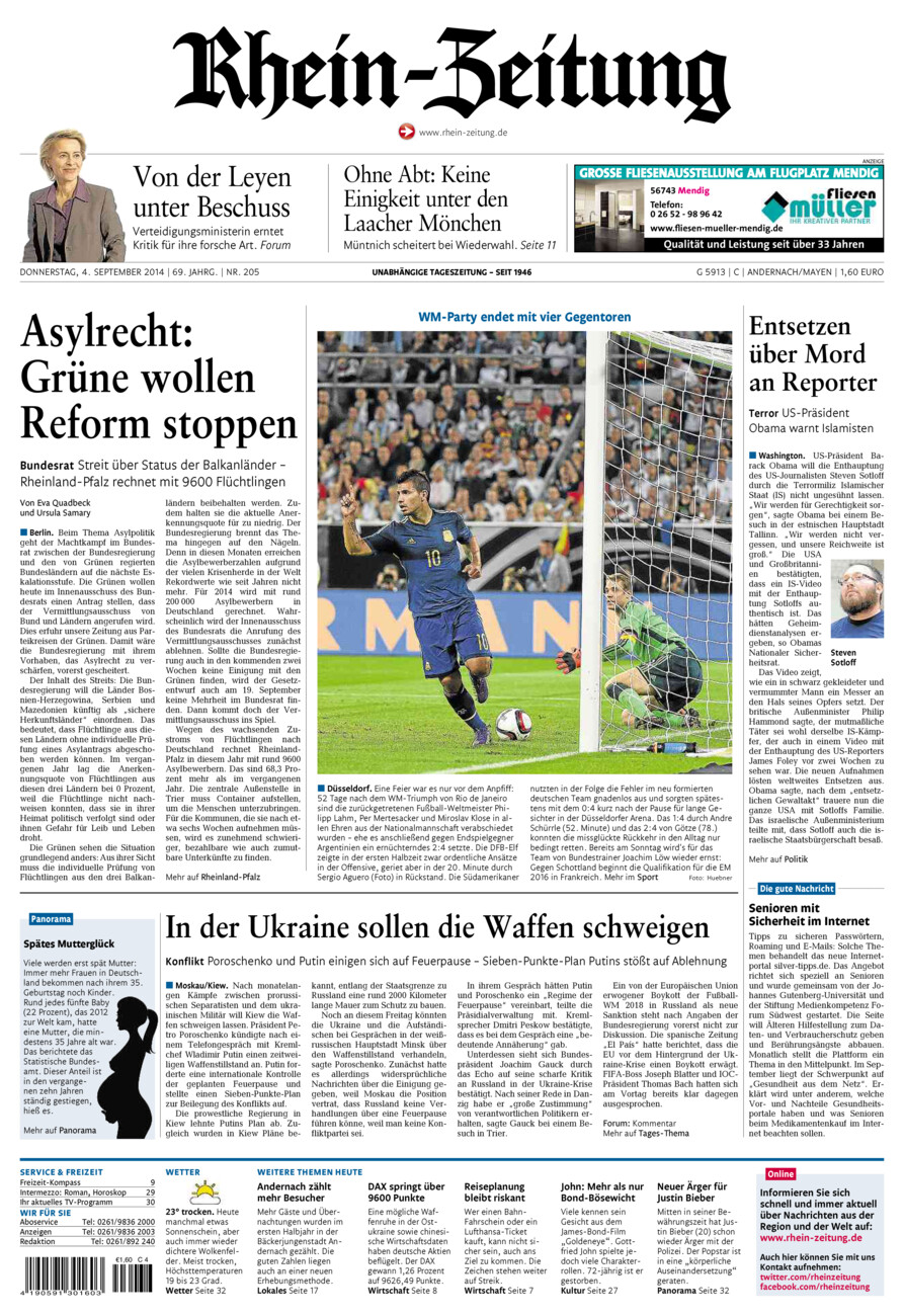 Rhein-Zeitung Andernach & Mayen vom Donnerstag, 04.09.2014